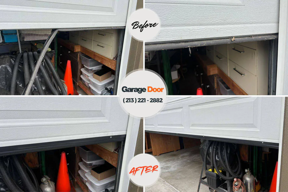 Before and after: garage door repair Koontz Lake, IN